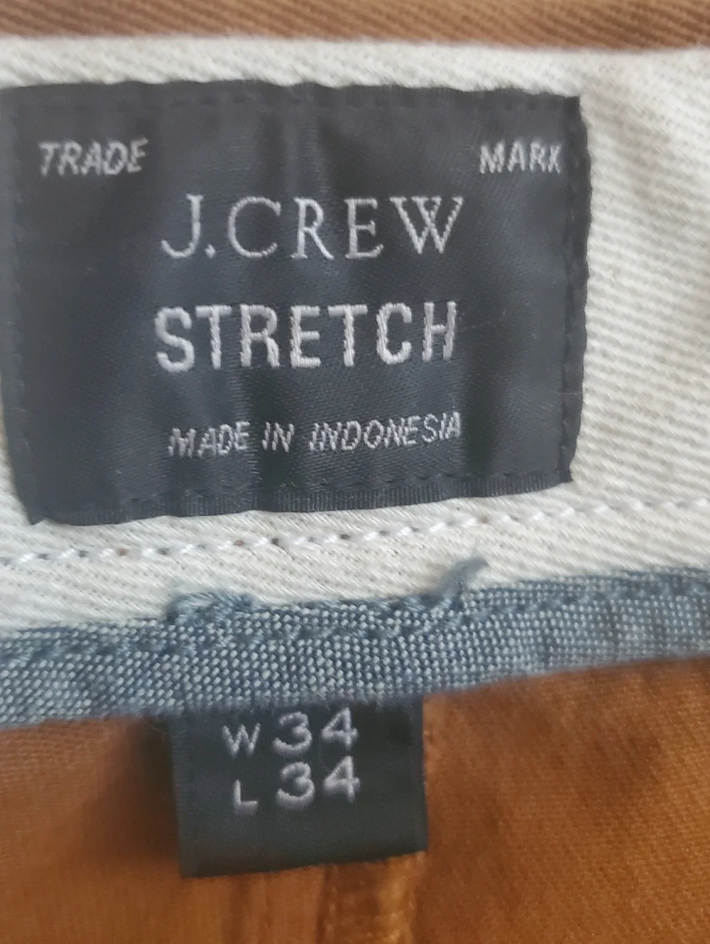 J.Crew Stretch Mens 34x34 770 Straight Leg Brown Khaki Chino Pants